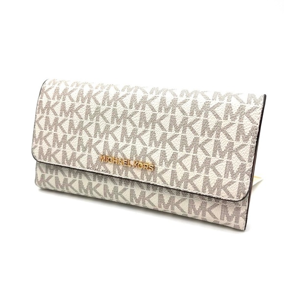 Michael Kors Large Trifold Wallet Cream/Brown (NWT) - Picture 1 of 7